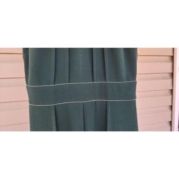 NWOT NEW Badgley Mischka Platinum Emerald Green Wide Leg Jumpsuit Size 4 - Picture 16 of 16